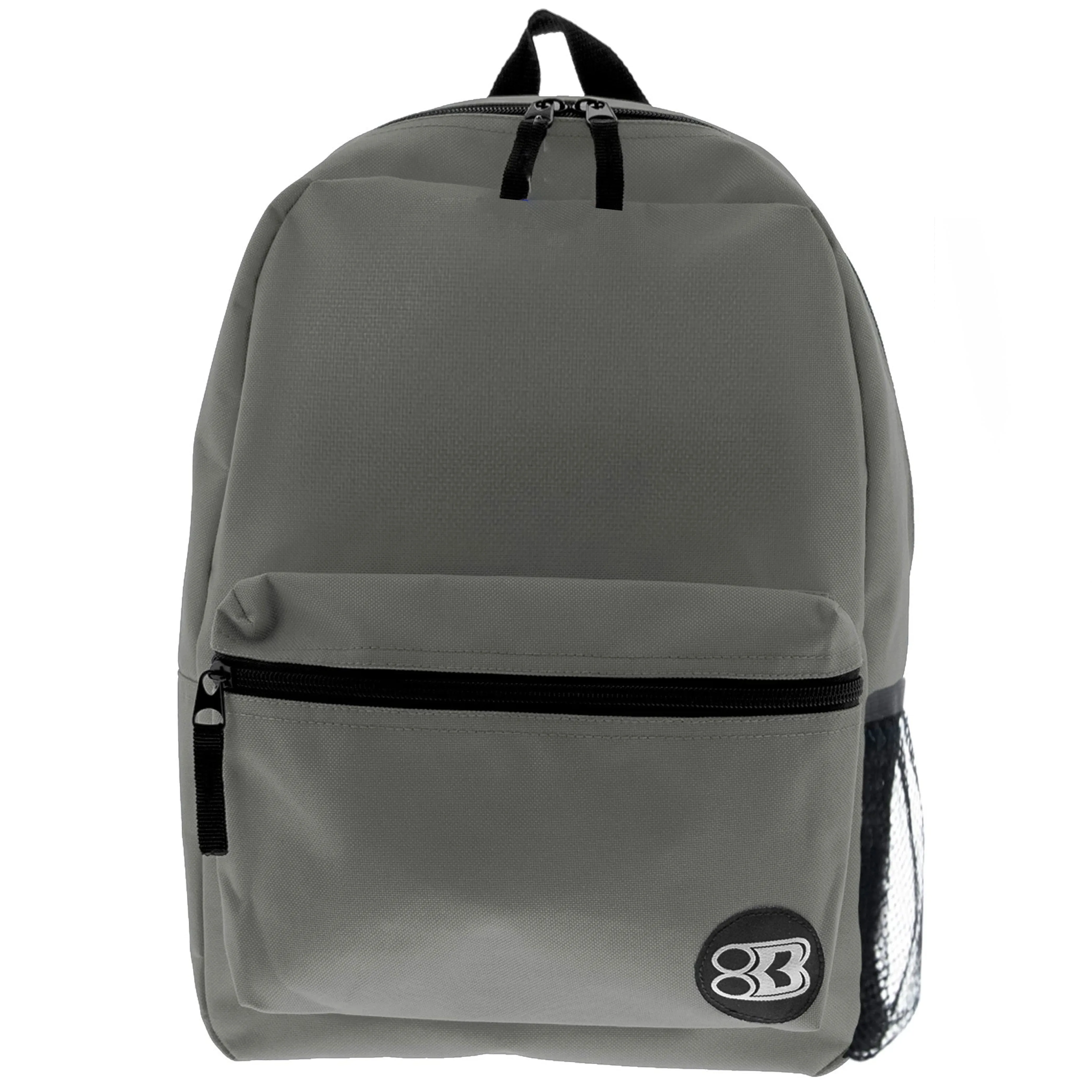 1 Gray Backpack School Book Bag Hiking Camping Travel Sport Back Pack Unisex 16"
