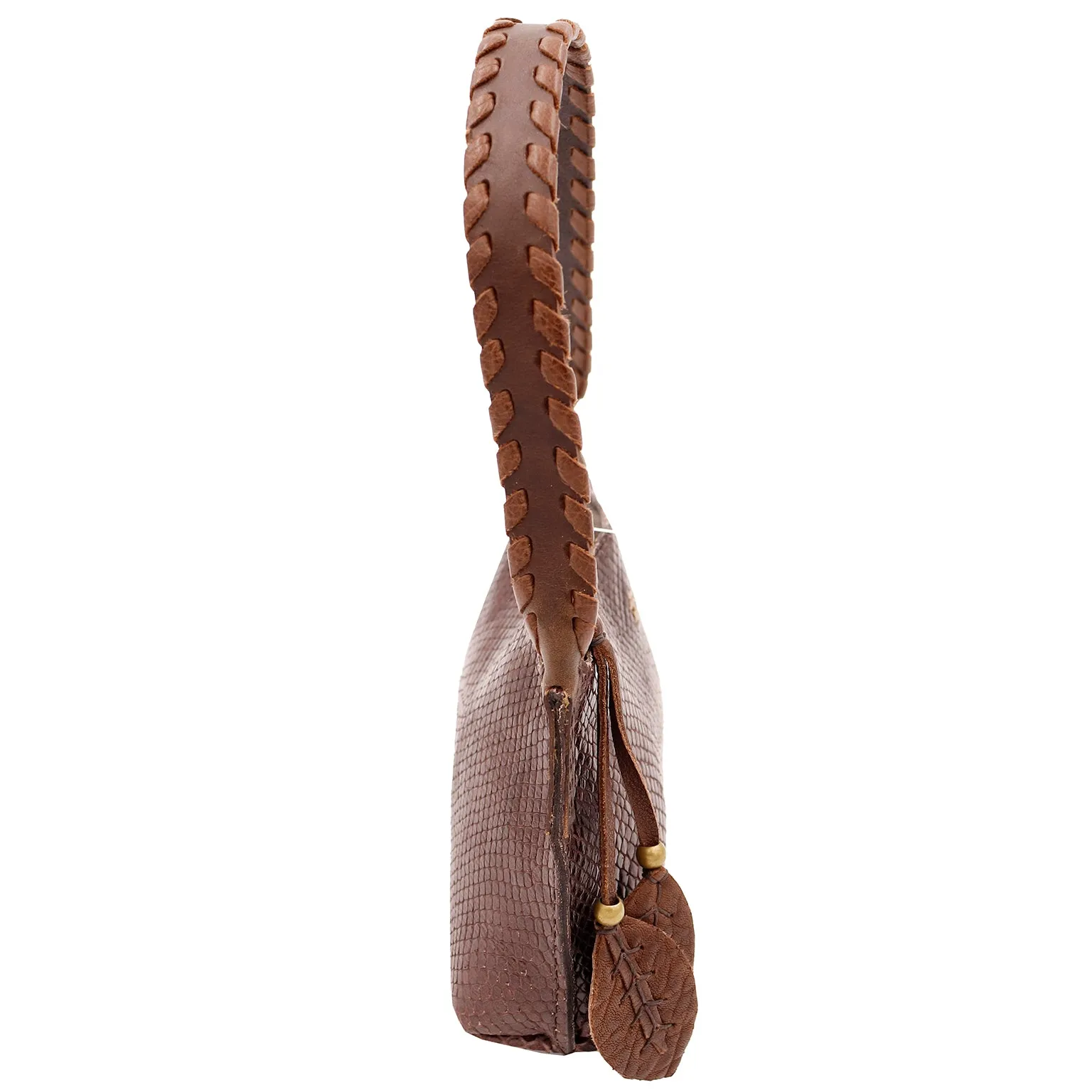 1990s Henry Beguelin Reptile Embossed Short Strap Shoulder Bag Handbag
