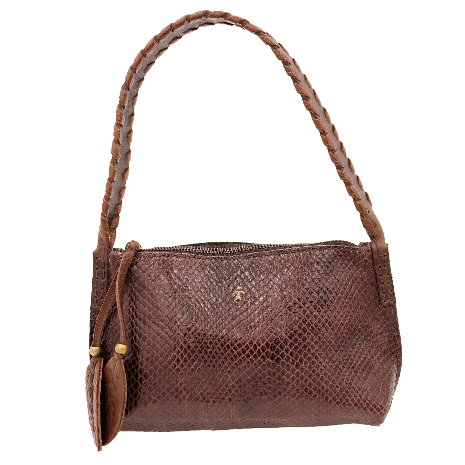 1990s Henry Beguelin Reptile Embossed Short Strap Shoulder Bag Handbag