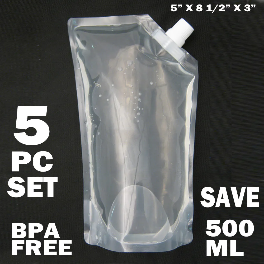 5 x Flexible Collapsible Foldable Reusable Water Bottles Survival Emerg BPA Free