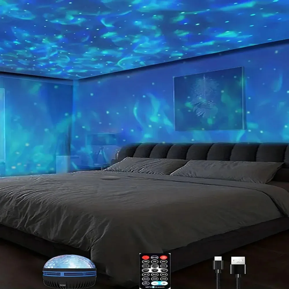 7 Color Star Galaxy Water Wave Projector For Bedroom Night Light