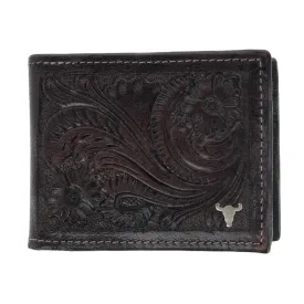 American Bison Men's Leather Hand Tooled Bifold Wallet