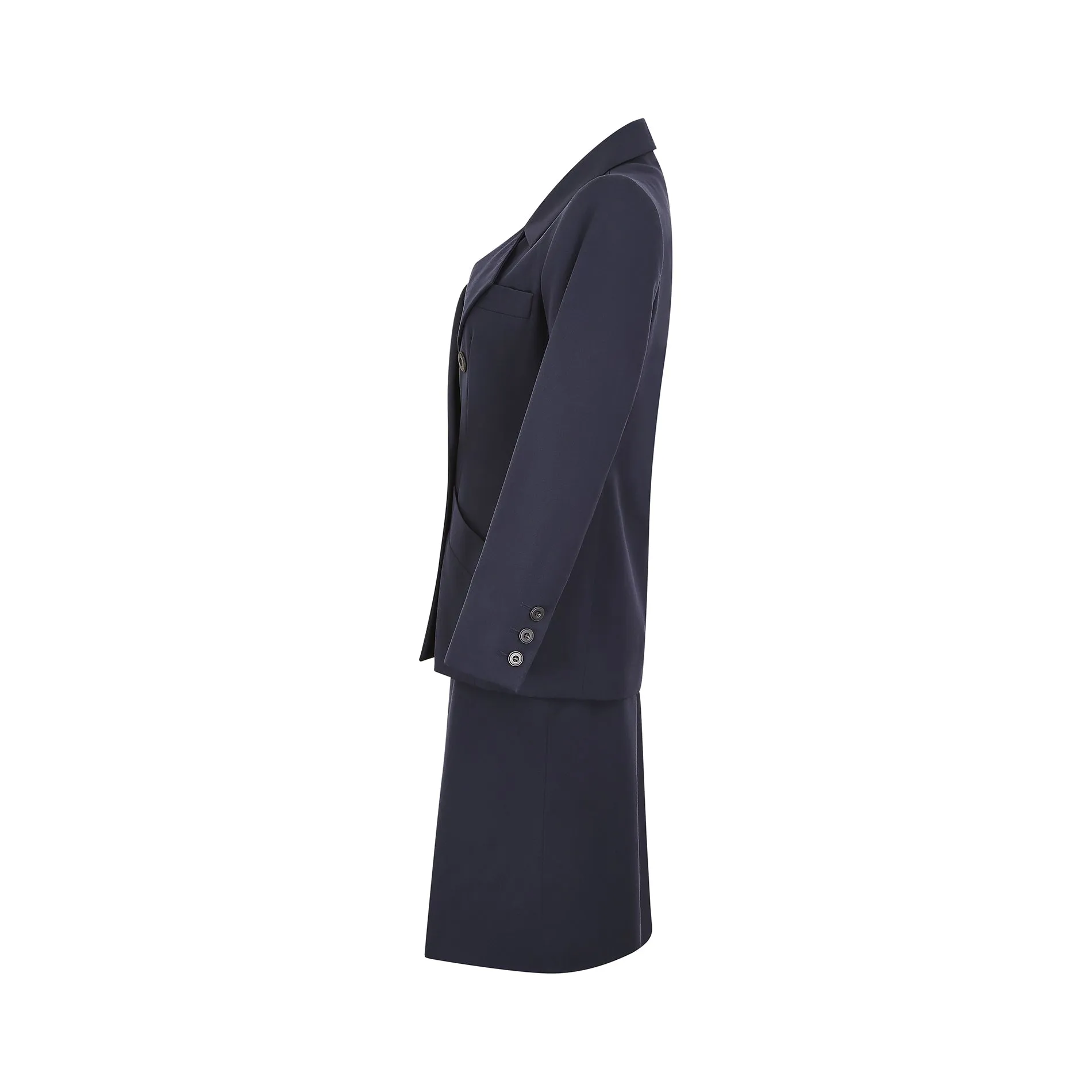 ARCHIVE - 1990s Yves Saint Laurent Navy Blazer Skirt Suit