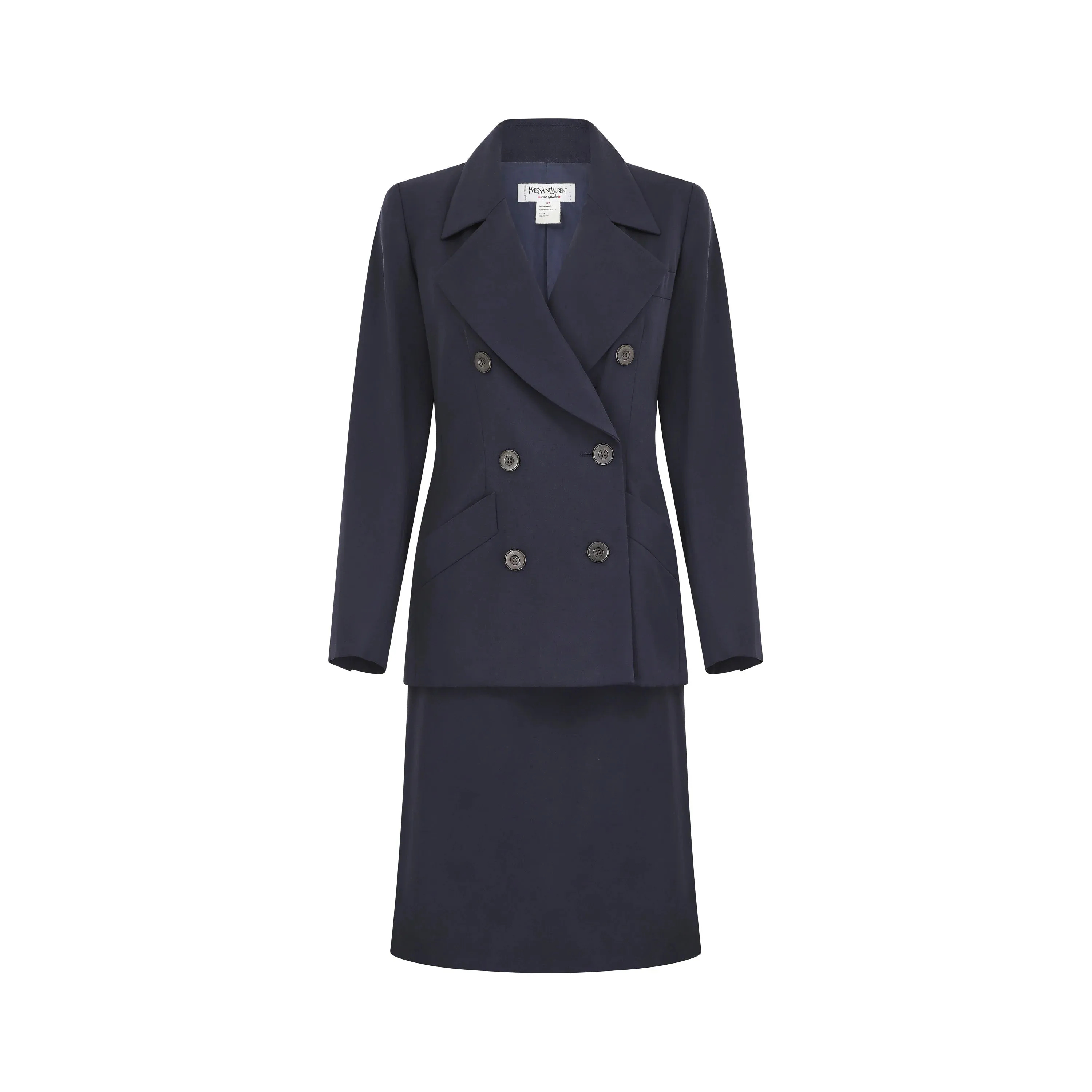 ARCHIVE - 1990s Yves Saint Laurent Navy Blazer Skirt Suit