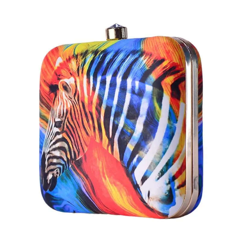 Artklim Colorful Zebra Printed Clutch