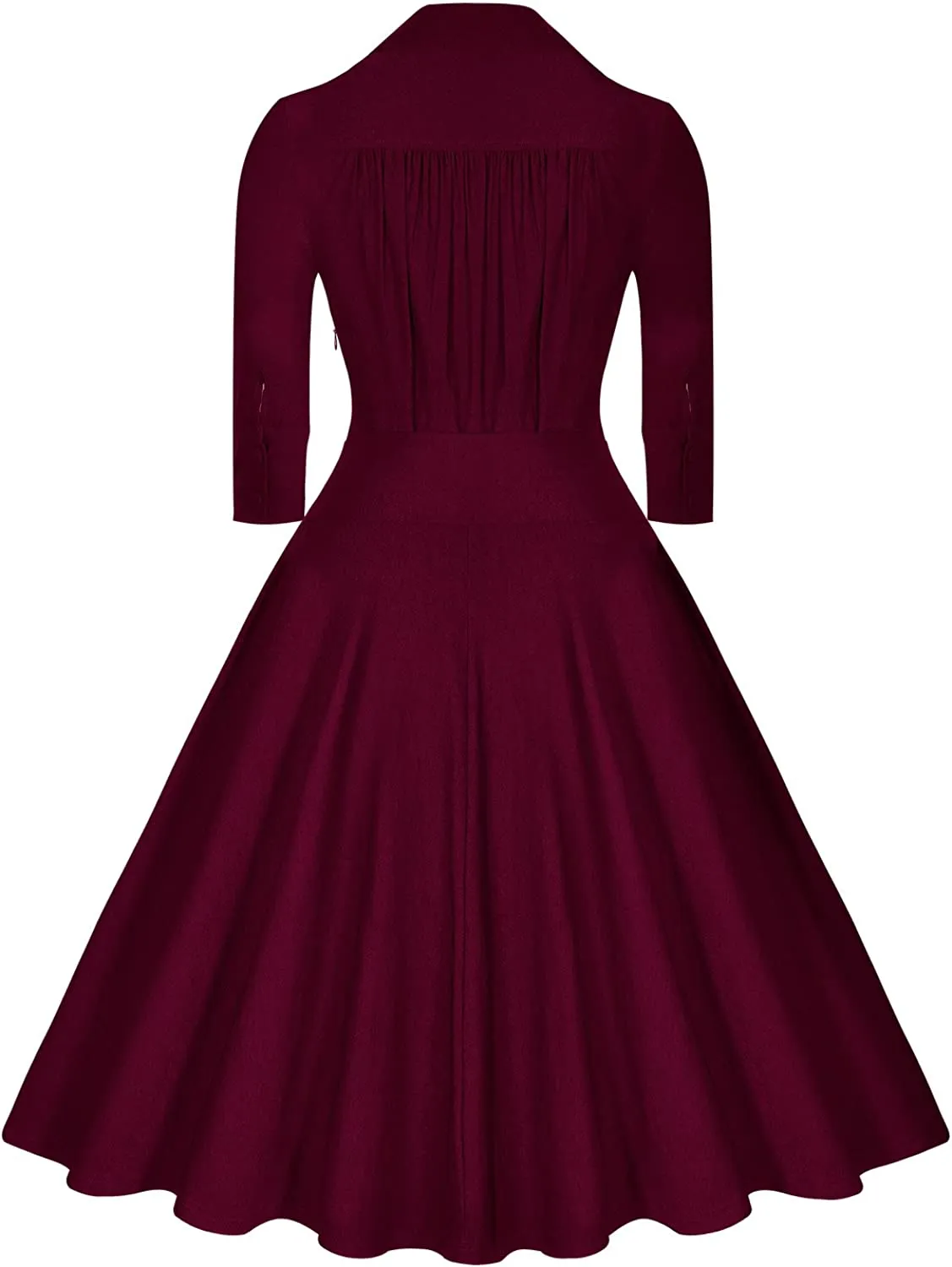 BerriesJam - Deep-V Neck Classical Bow Belt Vintage Swing Dress