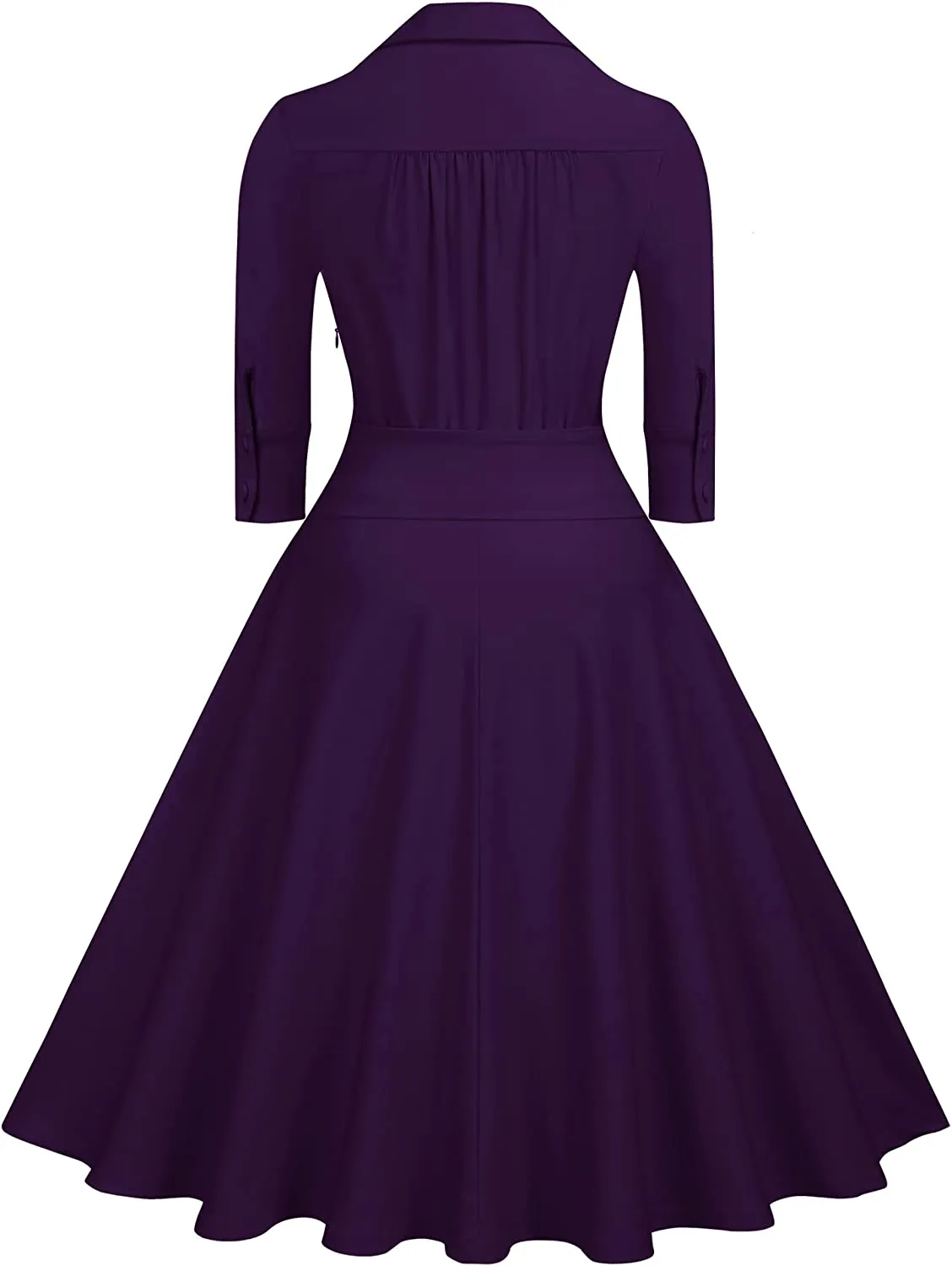 BerriesJam - Deep-V Neck Classical Bow Belt Vintage Swing Dress