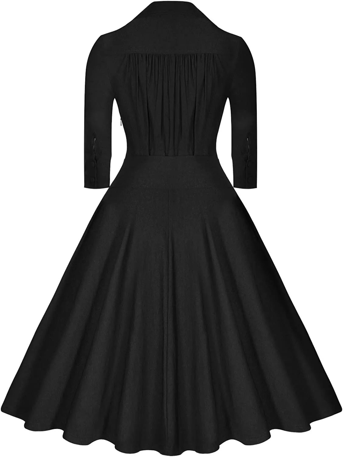 BerriesJam - Deep-V Neck Classical Bow Belt Vintage Swing Dress
