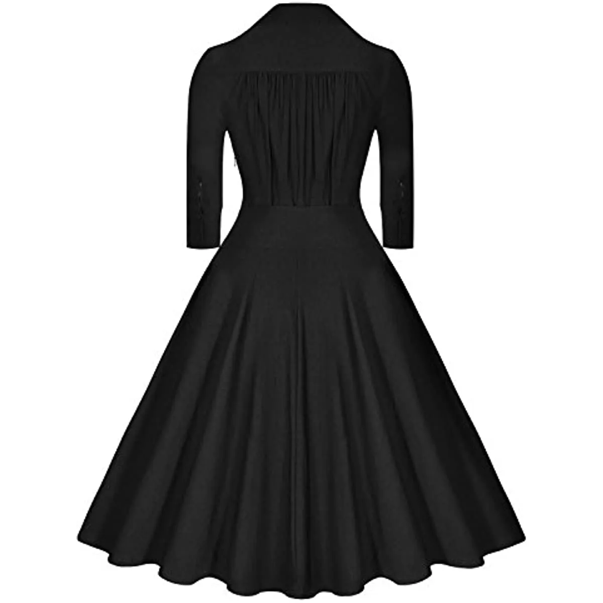 BerriesJam - Deep-V Neck Classical Bow Belt Vintage Swing Dress