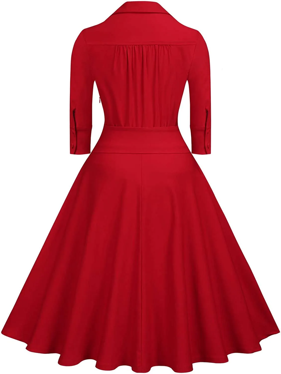 BerriesJam - Deep-V Neck Classical Bow Belt Vintage Swing Dress