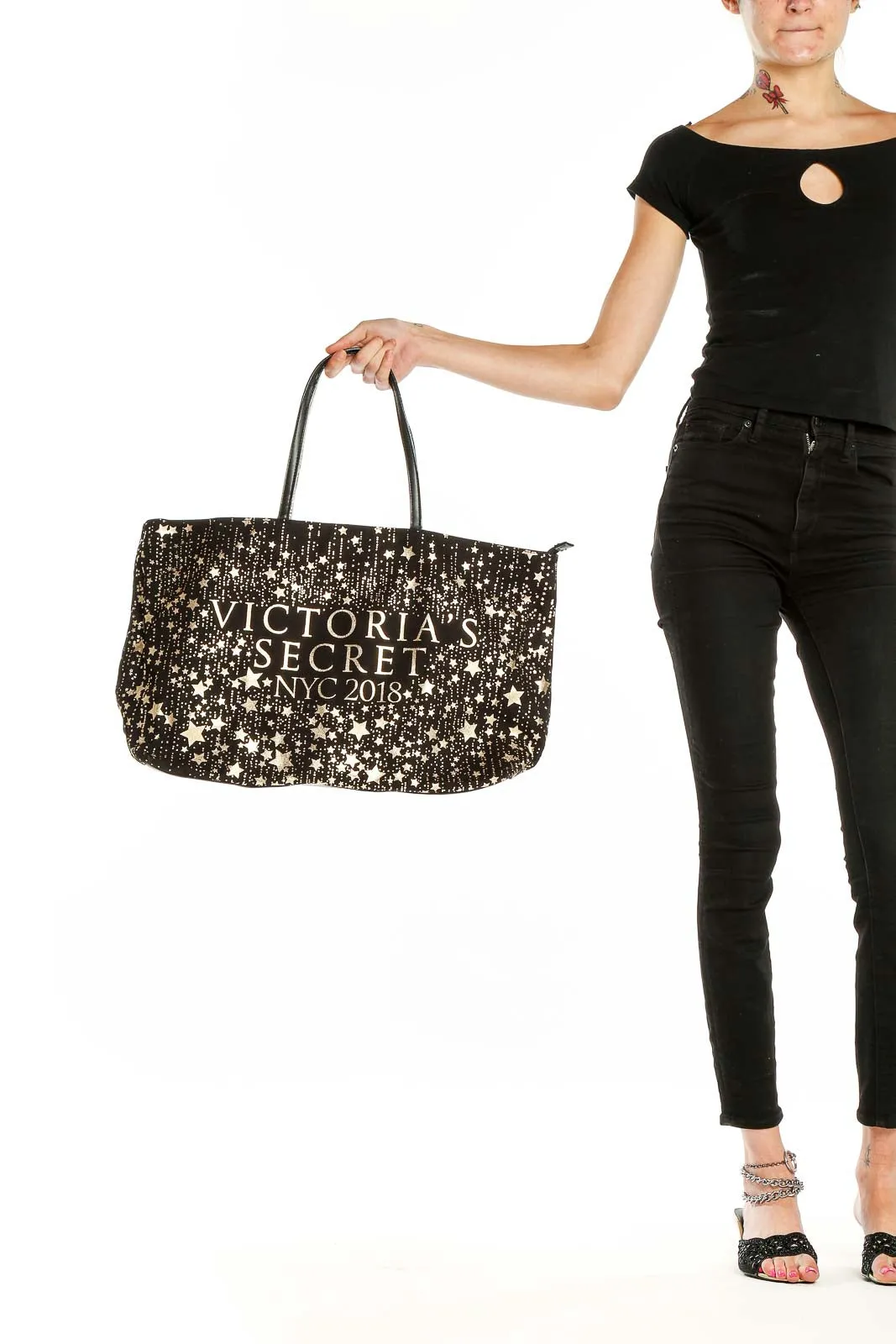 Black and Gold Starry Tote Bag