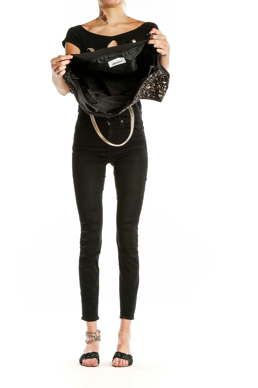 Black and Gold Starry Tote Bag