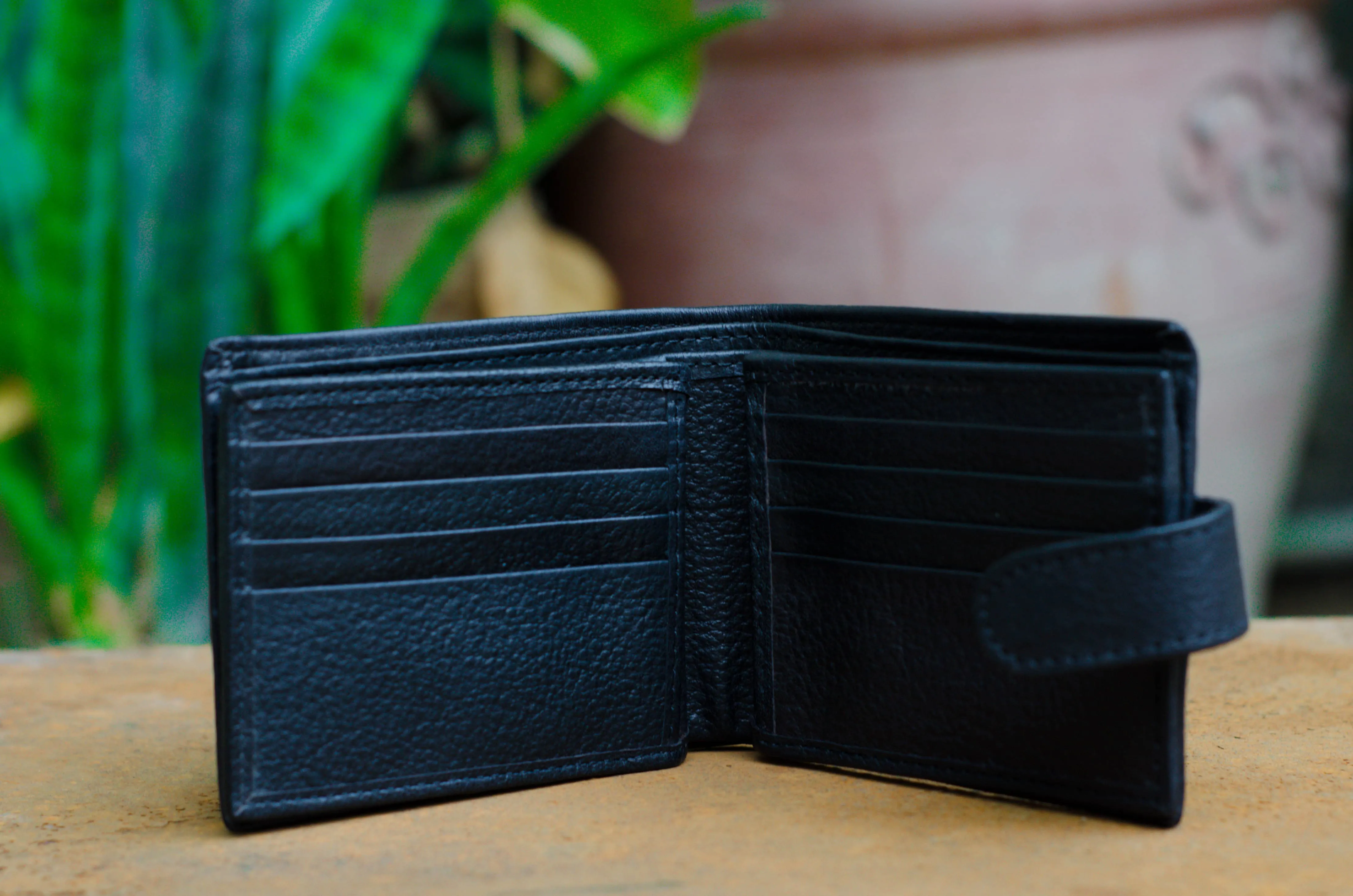 Black Leather Wallet Tri-Fold