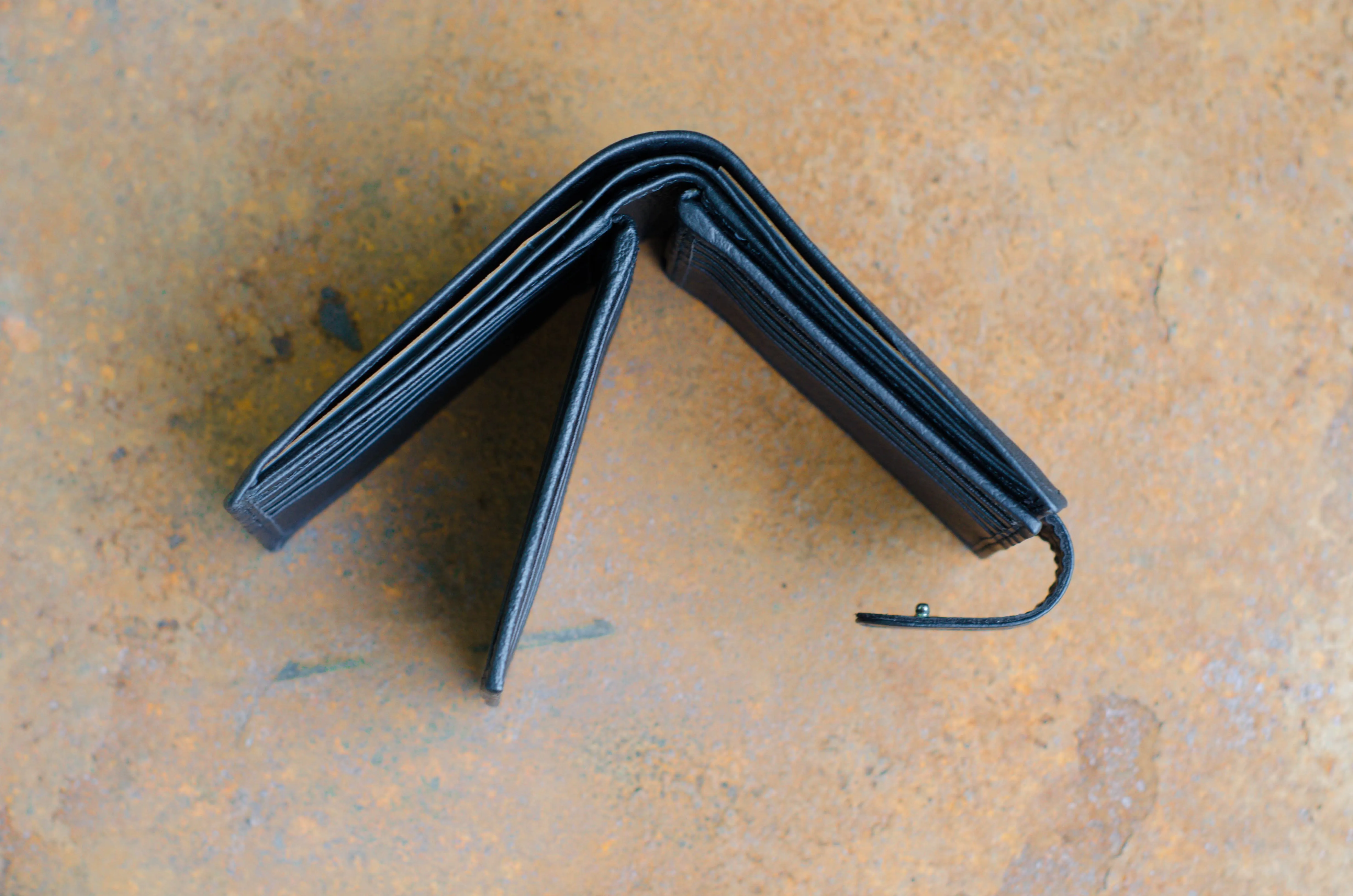 Black Leather Wallet Tri-Fold