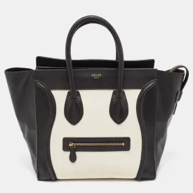 Black/White Leather Mini Luggage Tote