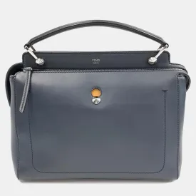 Blue Leather Dotcom Top Handle Bag