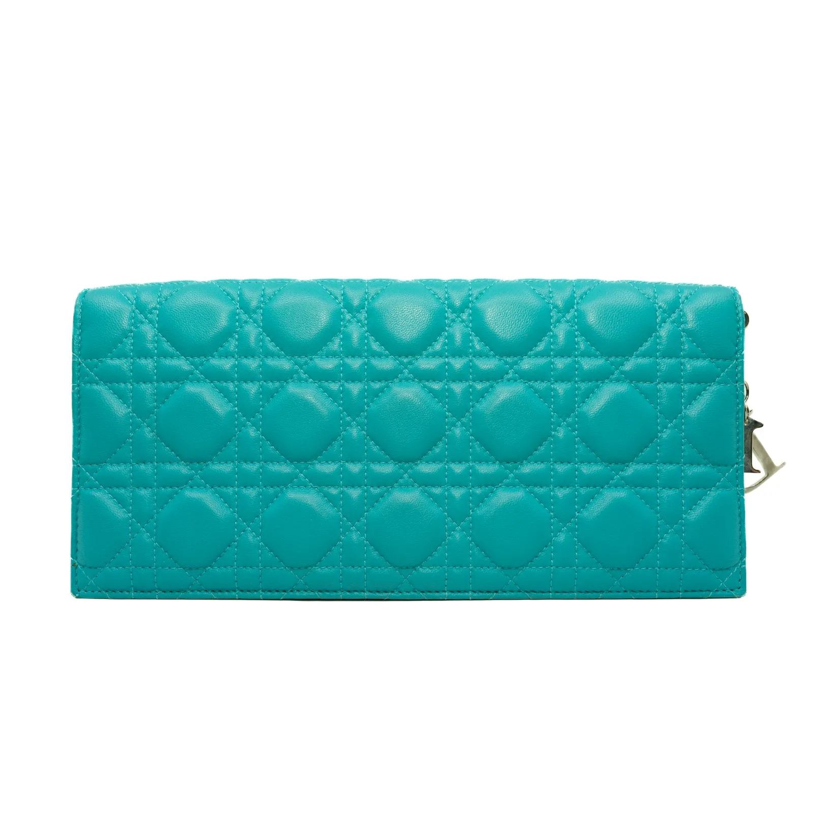 Cannage Lambskin Lady Dior Aqua Green Clutch 2014 (No Chain Strap)
