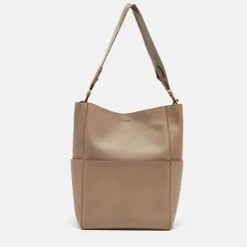 CELINE Beige Leather Sangle Bucket Bag