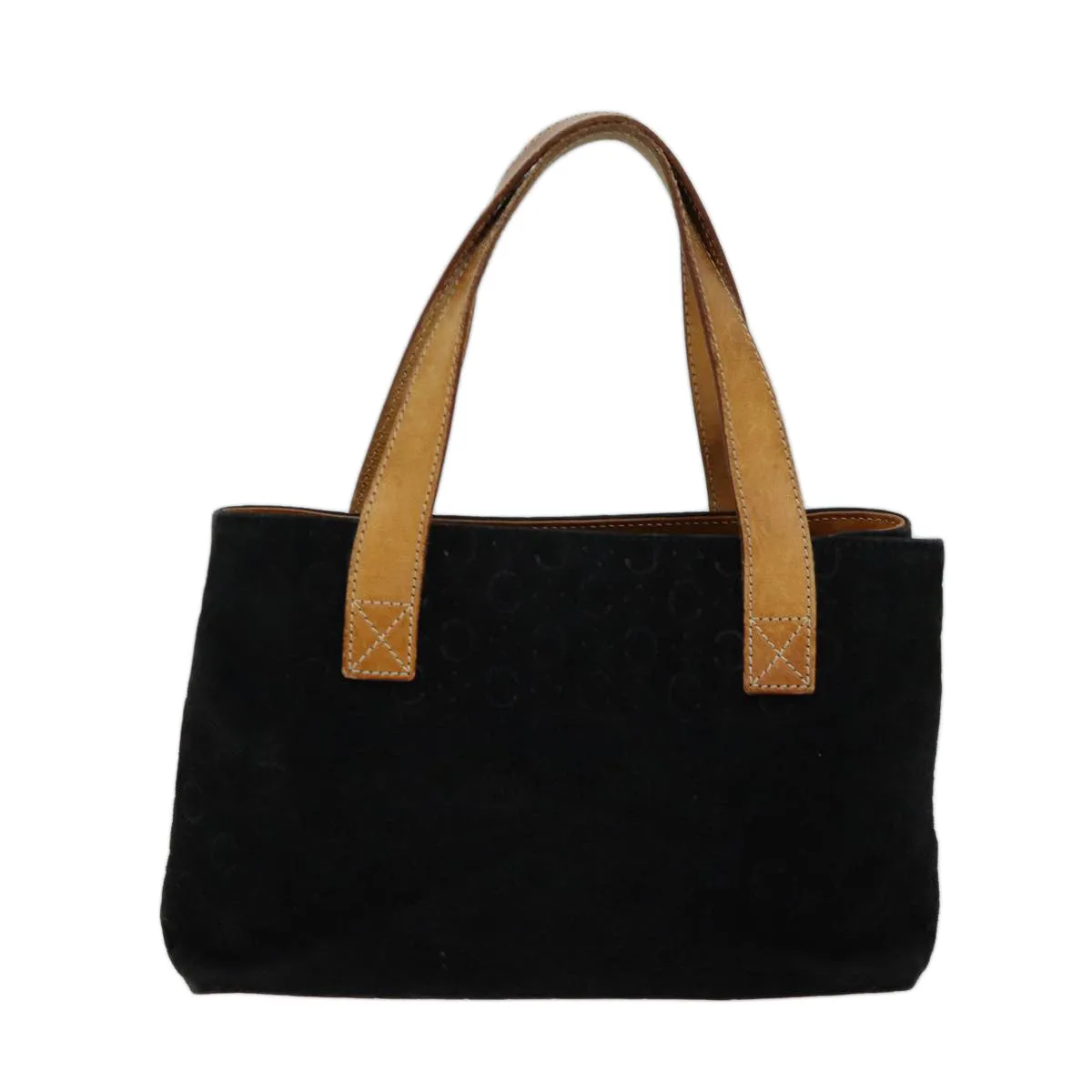 CELINE C Macadam Canvas Hand Bag Suede Black Auth 72094