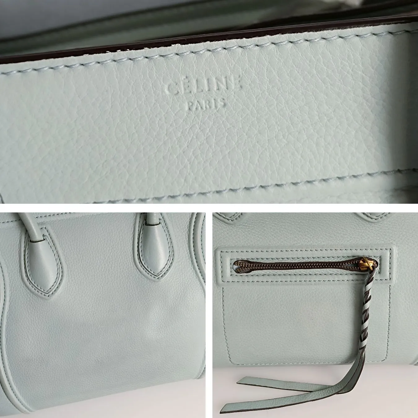 CELINE Celine Celine Luggage handbag in powder blue leather