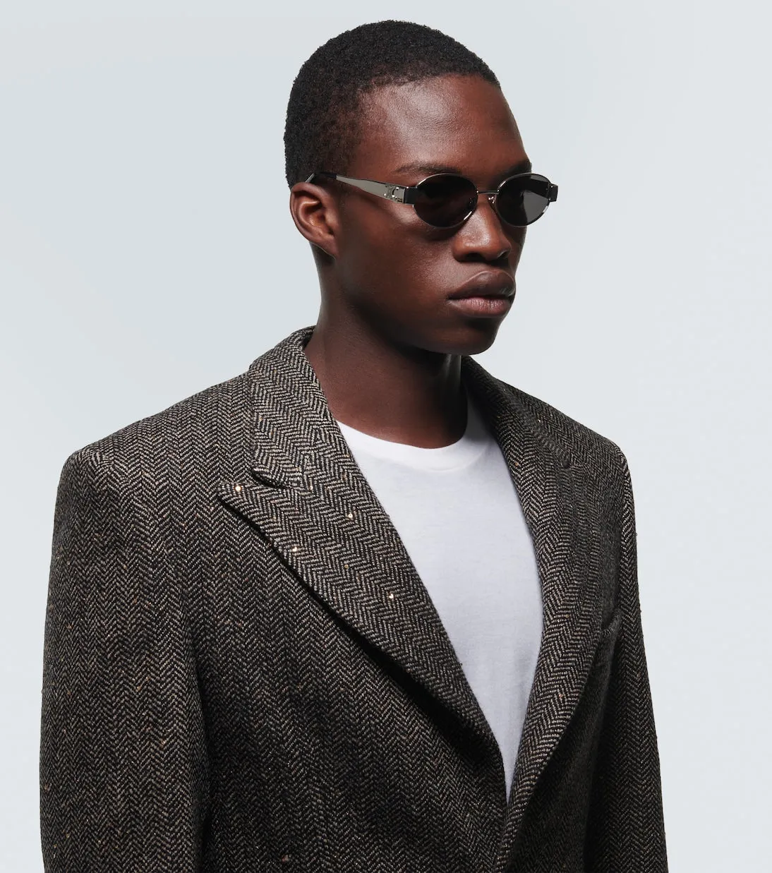 Celine Eyewear triomphe oval sunglasses, silver