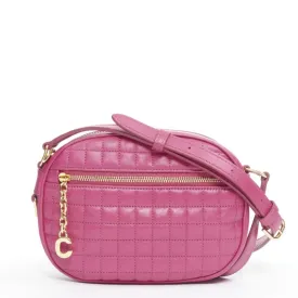 CELINE Hedi Slimane 2019 C Charm pink quilted small crossbody camera bag