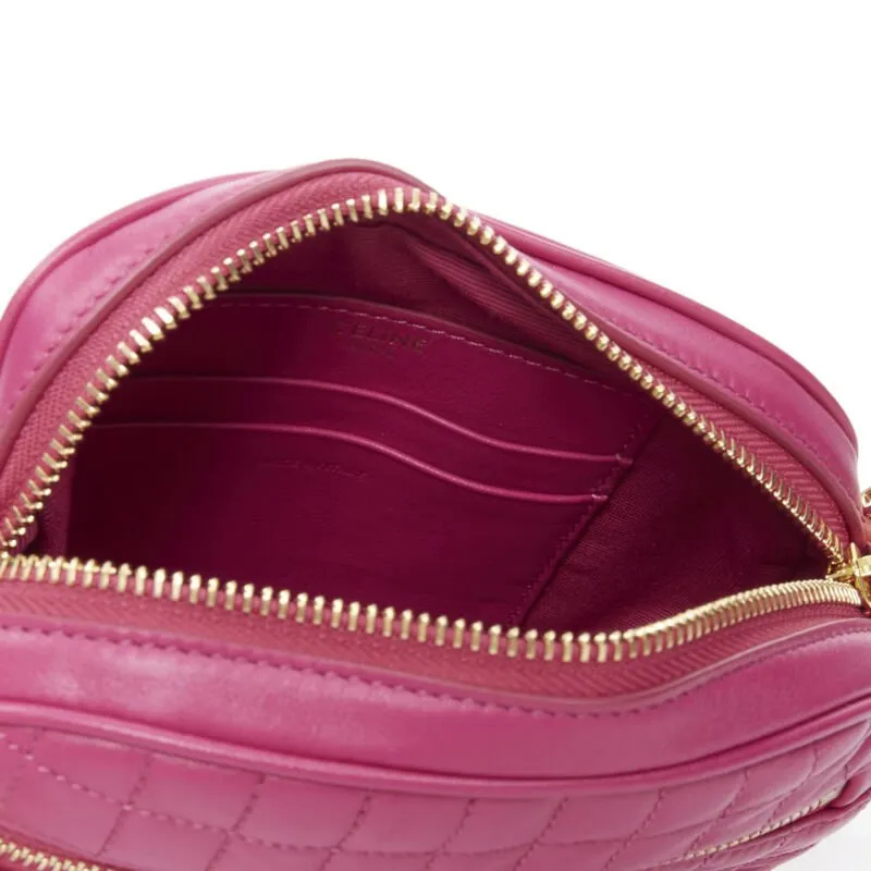 CELINE Hedi Slimane 2019 C Charm pink quilted small crossbody camera bag