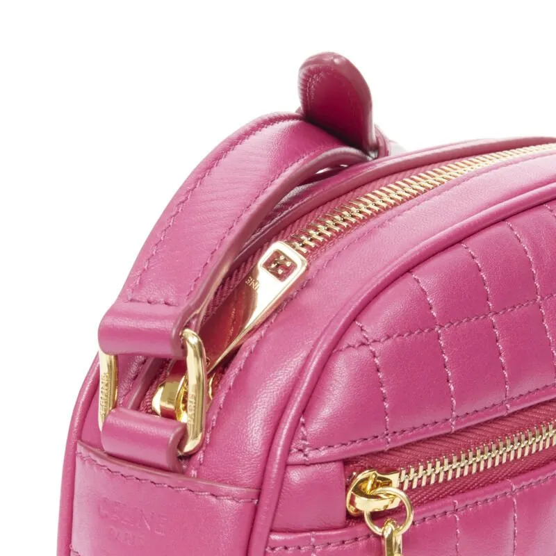 CELINE Hedi Slimane 2019 C Charm pink quilted small crossbody camera bag
