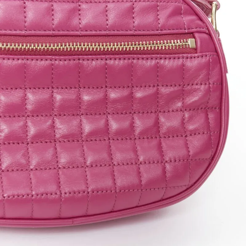 CELINE Hedi Slimane 2019 C Charm pink quilted small crossbody camera bag