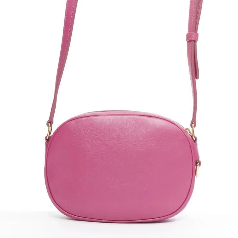 CELINE Hedi Slimane 2019 C Charm pink quilted small crossbody camera bag
