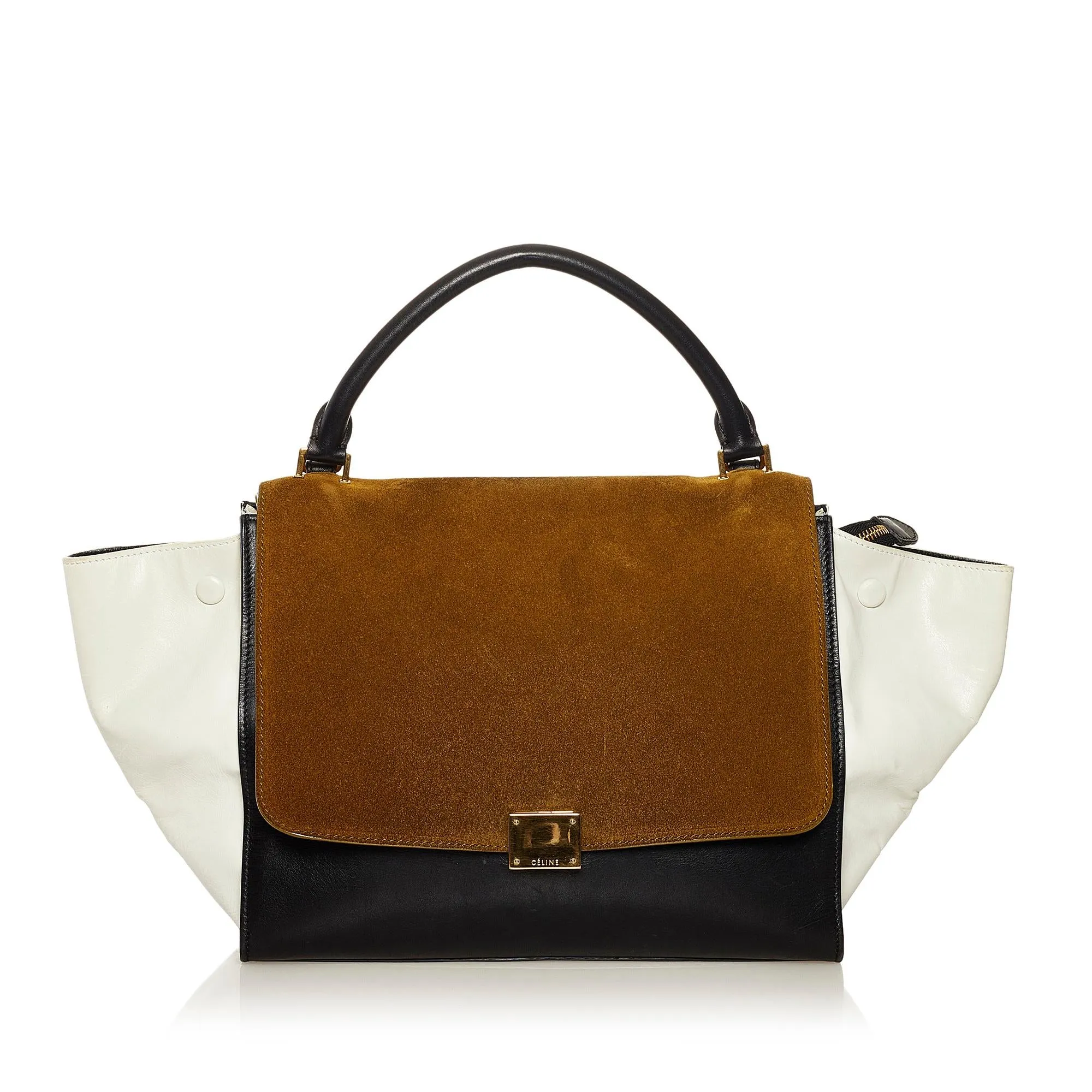 Celine Trapeze Tricolor Leather Satchel (SHG-uaApQA)