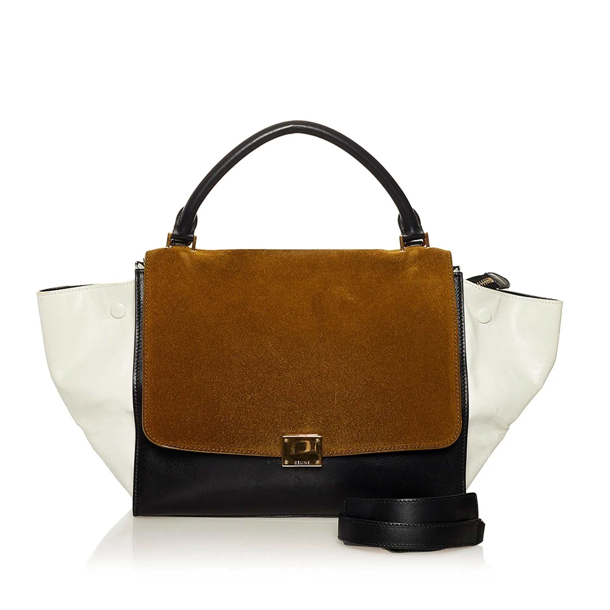 Celine Trapeze Tricolor Leather Satchel (SHG-uaApQA)