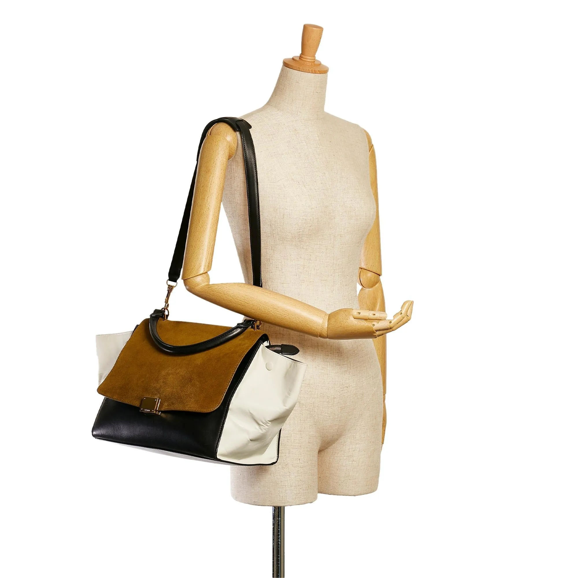 Celine Trapeze Tricolor Leather Satchel (SHG-uaApQA)