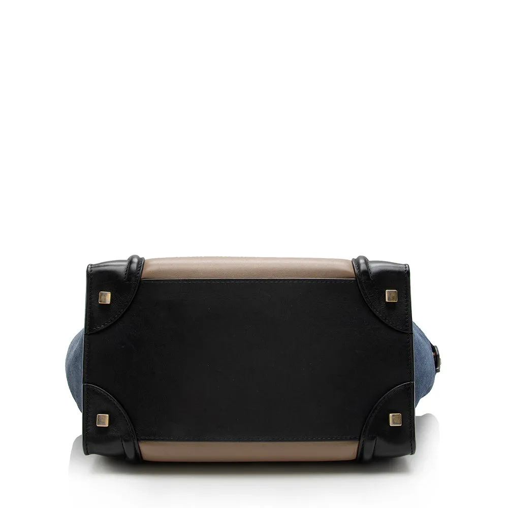 Celine Tricolor Leather Canvas Mini Luggage Tote (SHF-17162)