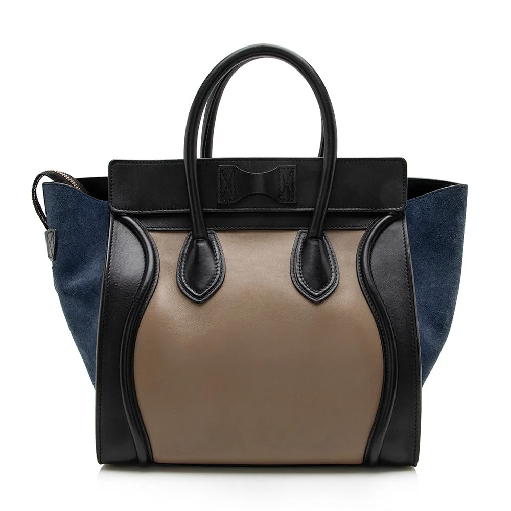 Celine Tricolor Leather Canvas Mini Luggage Tote (SHF-17162)