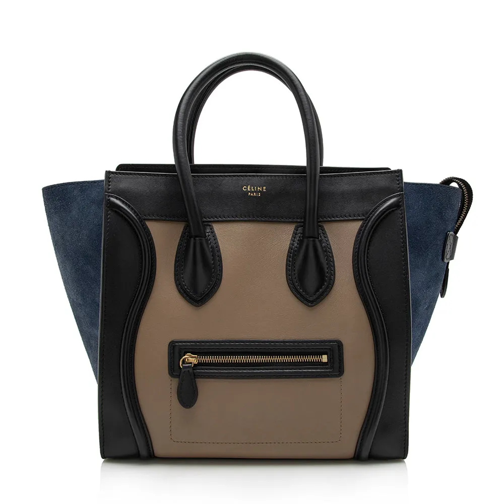 Celine Tricolor Leather Canvas Mini Luggage Tote (SHF-17162)