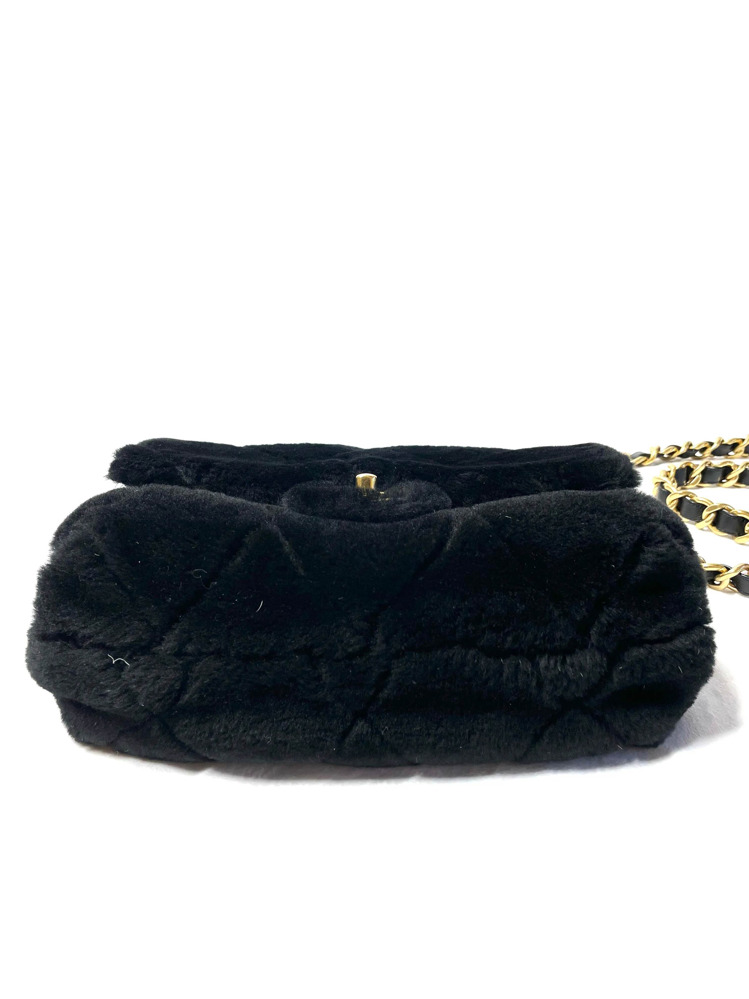 Chanel Chain Handle Flap Bag Quilted Shearling