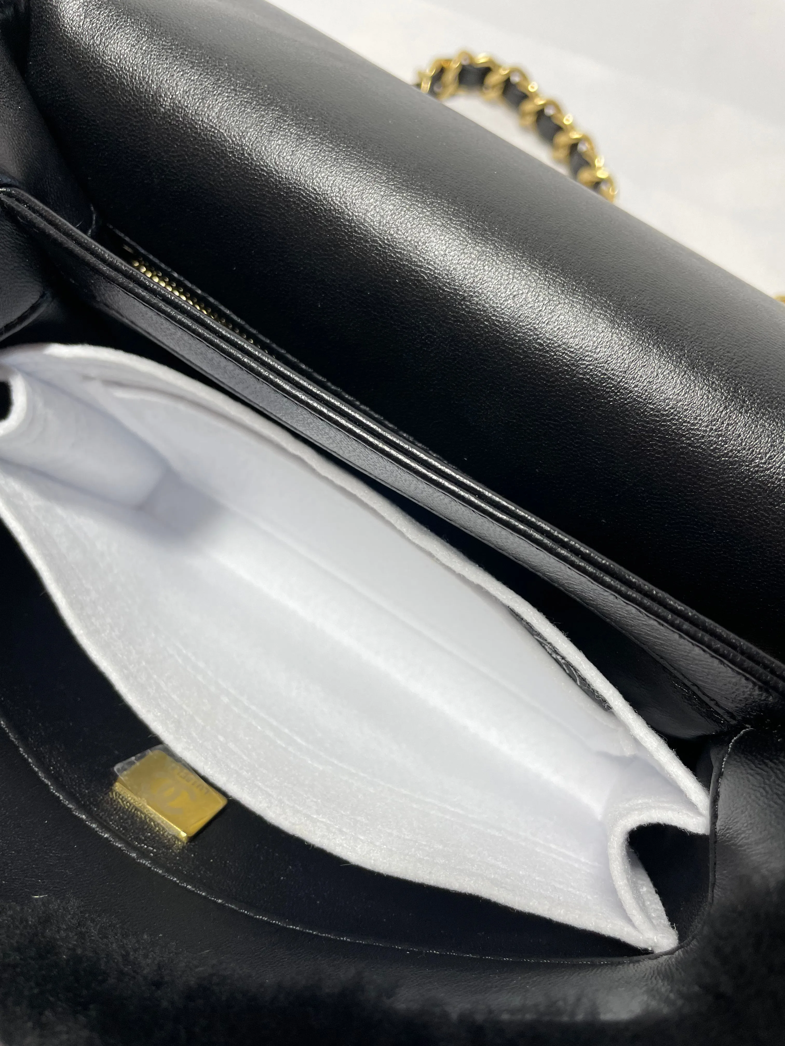 Chanel Chain Handle Flap Bag Quilted Shearling