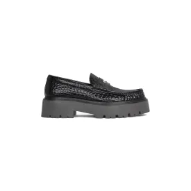 CÉLINE BULKY PENNY CROC EMBOSSED STAMPED CALFSKIN CHUNKY LOAFERS