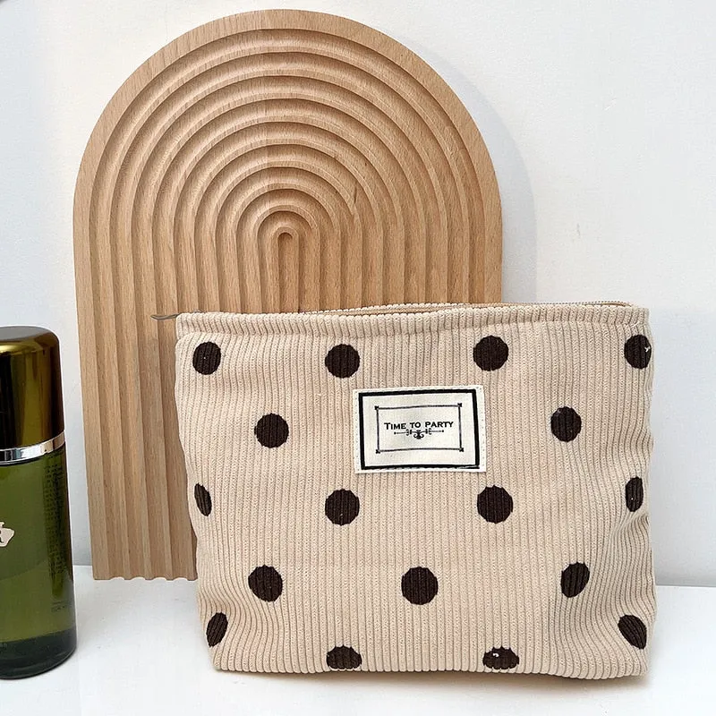 Corduroy Embroidery Cosmetic   Clutch