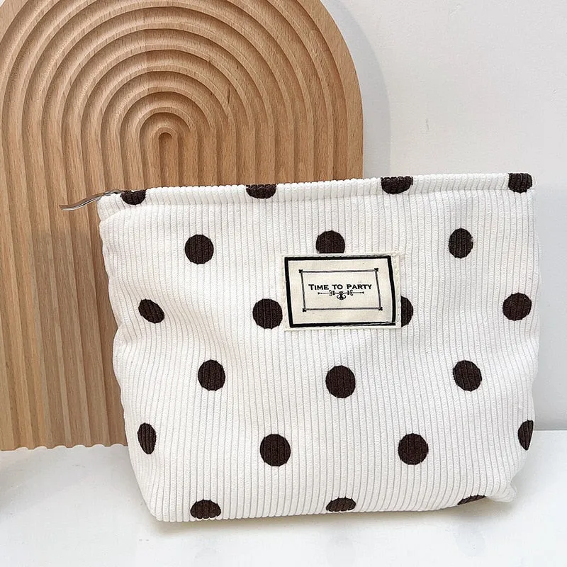 Corduroy Embroidery Cosmetic   Clutch