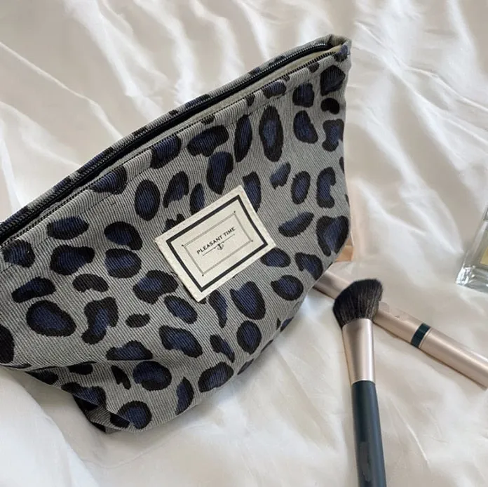 Corduroy Embroidery Cosmetic   Clutch