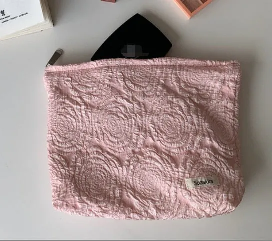 Corduroy Embroidery Cosmetic   Clutch