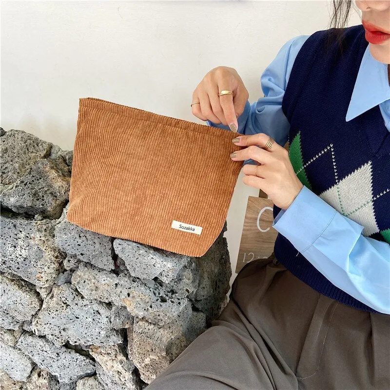 Corduroy Makeup Pouch