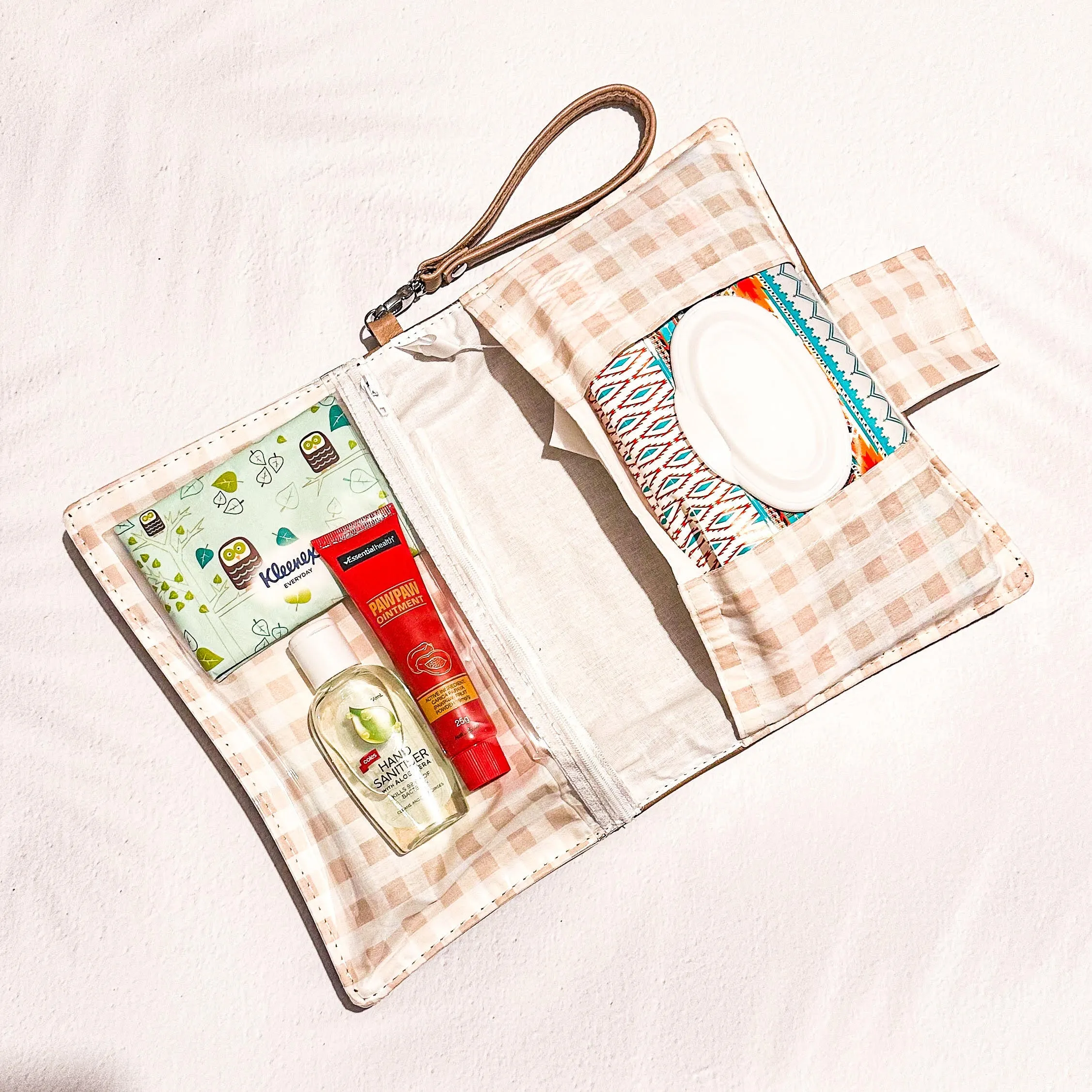 Deluxe Leather Nappy Wallet - Gingham