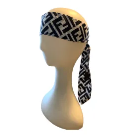 F Inspired Silk Headband Scarf-White