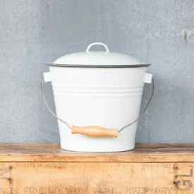 Falcon enamel bucket and lid, duck egg with grey trim