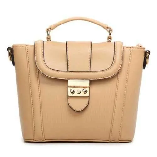 Fashionable Solid Color and Metallic Design Women's Tote Bag - Apricot