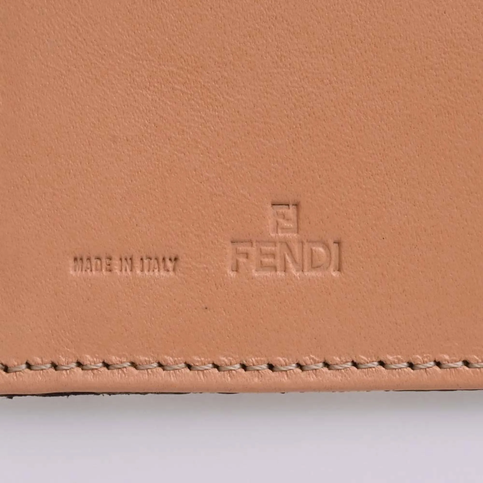 FENDI Canvas Zucchino Trifold Wallet 8M0011 Beige Ladies