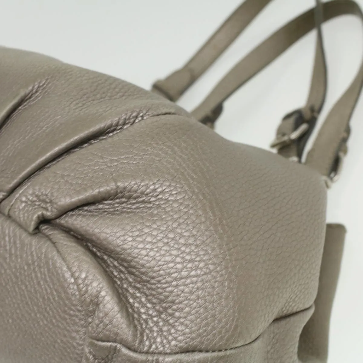 FENDI Celeria Tote Bag Leather Silver  ar8876